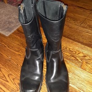 Harley's Davidson's blk biker boots with side zipper